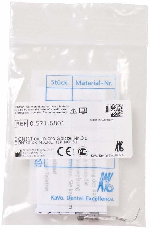 SONICflex micro Spitze Nr. 31 in transparenter Verpackung mit Etikett.