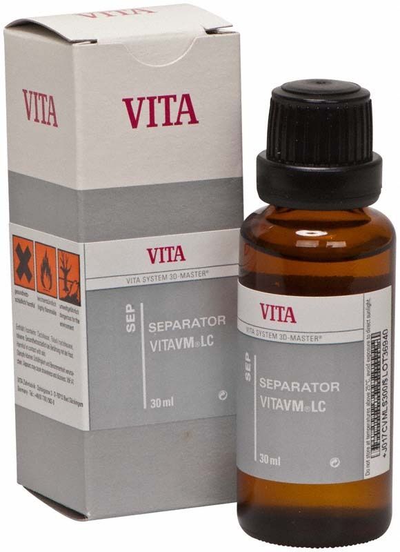 Braune Flasche VITAVM®LC SEPARATOR neben passender Verpackung.