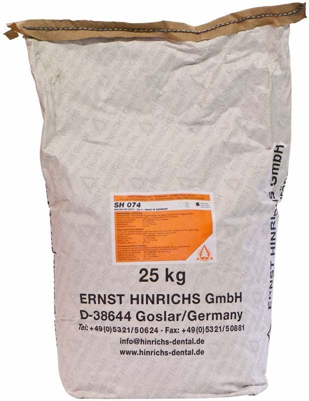 SH 074 synthetisch 25 kg Hochleistungsgips in weißem Sack mit Etikett.