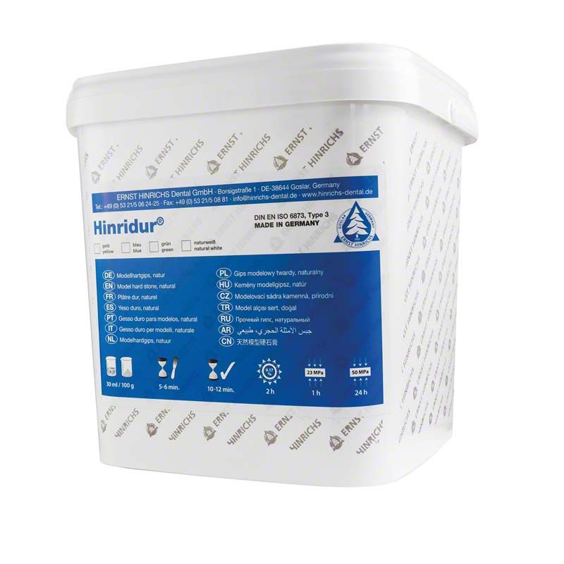 Hinridur Naturgips gelb 25 kg Eimer mit blauer Etikettierung