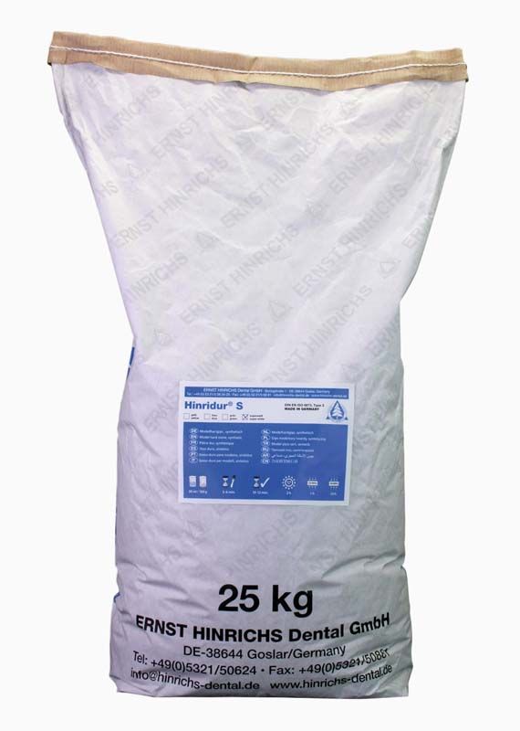 Hinridur Naturgips naturweiß 25 kg Sack mit blauer Etikettierung.