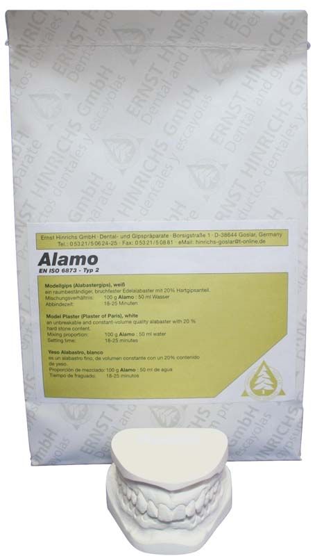 Alamo 25kg Sack Modellgips für dentalen Gebrauch mit Zahnsockelmodell.