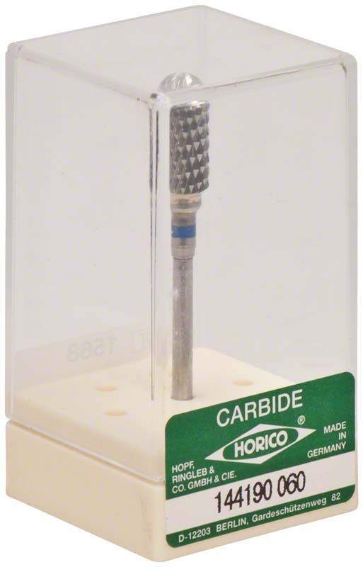 Hartmetallfräser mit Kreuzverzahnung in transparenter Verpackung.