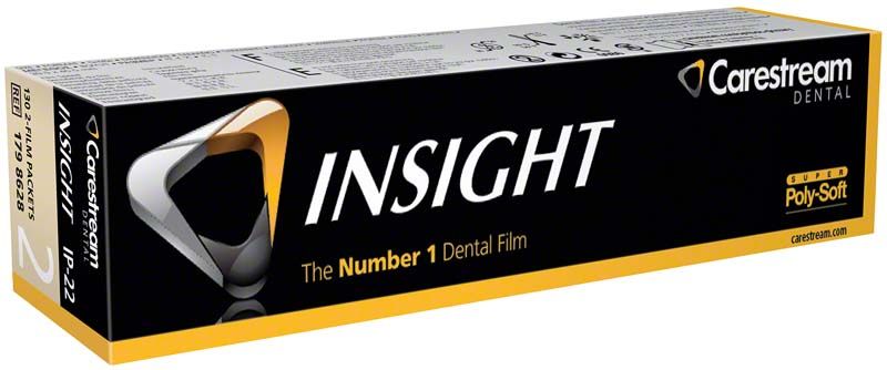 INSIGHT Periapicalfilm-Verpackung von Carestream Dental mit Logo und Produktdetails.