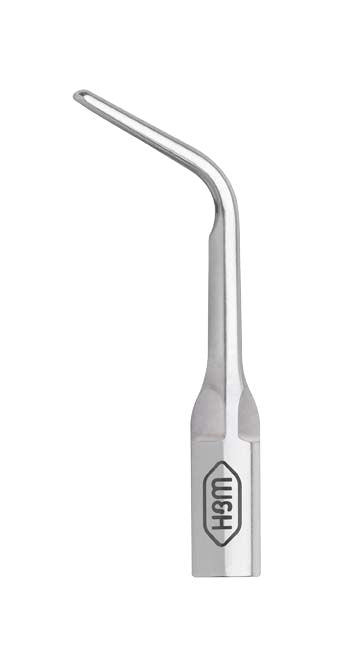 Piezo-Spitze mit gebogener Form für dentalmedizinische Anwendungen.