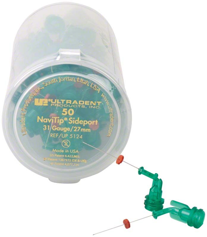 Navi Tips™ Sideport 31ga 27mm grün, 50 Stück in Plastikbehälter.