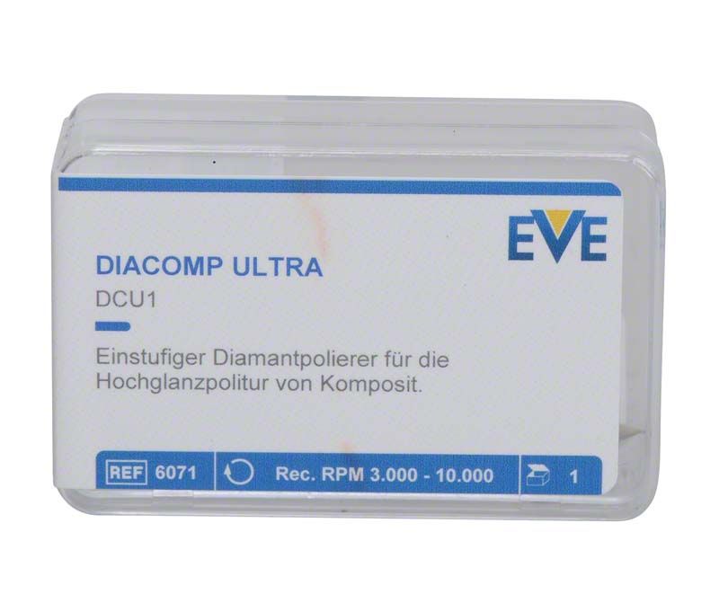 EVE DIACOMP® ultra Flamme - DCU1, Verpackung mit Produktspezifikationen und blauem Design.
