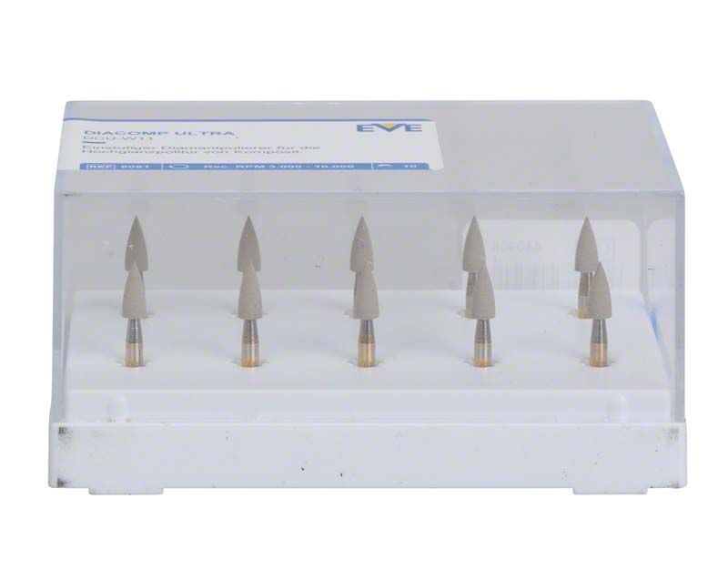 EVE DIACOMP® ultra Minispitzen in Kunststoffbox, ideal für feine Politur.