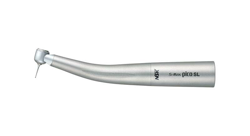 Zahnärztliche Lichtturbine S-Max pico SL in Nahaufnahme mit silbernem Finish.