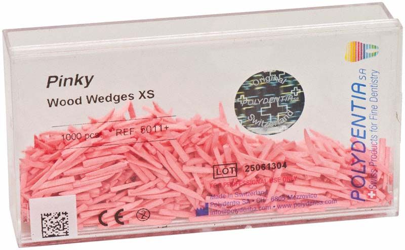 Interdentalkeile aus Ahornholz, pink, 1000 Stück, in transparenter Box.