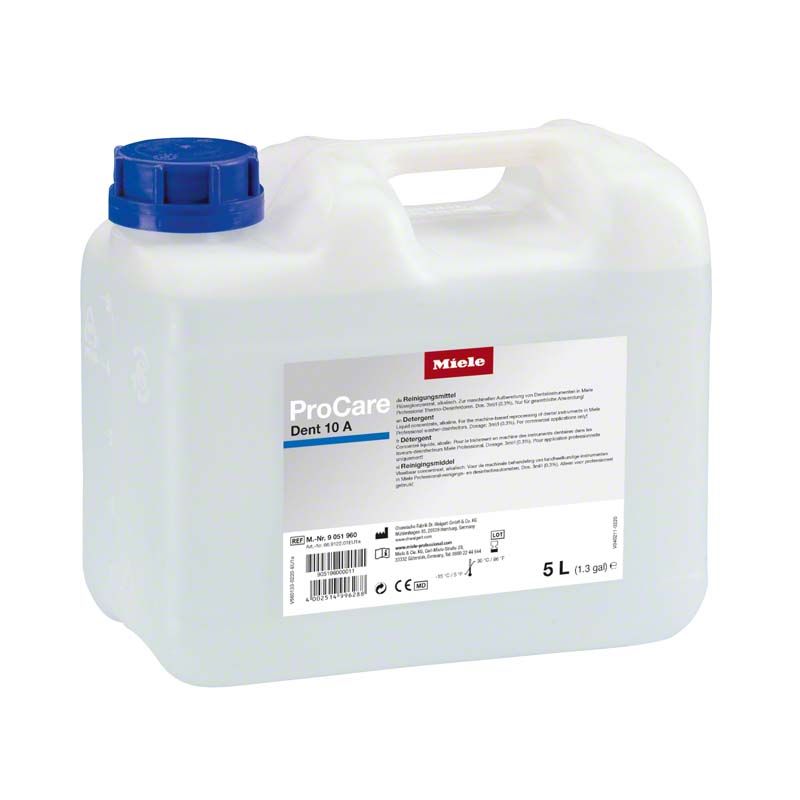 Flüssigkonzentrat ProCare Dent 10 A in weißem Kanister mit blauem Verschluss.