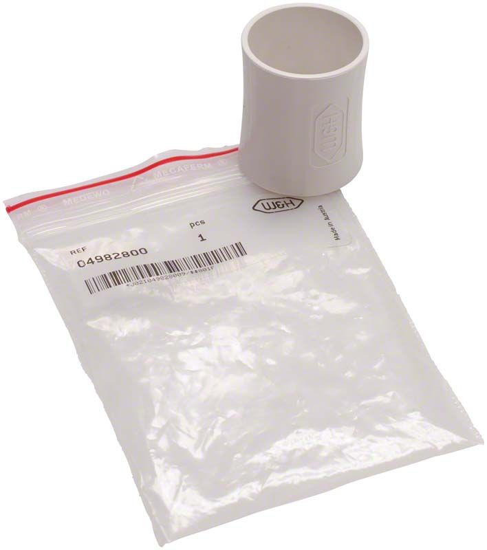 Spitzenwechsler aus Kunststoff neben geöffneter Verpackung in Weiß.