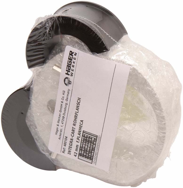 Integra® Rohrflansch Planmeca mit Verpackung aus Luftpolsterfolie.