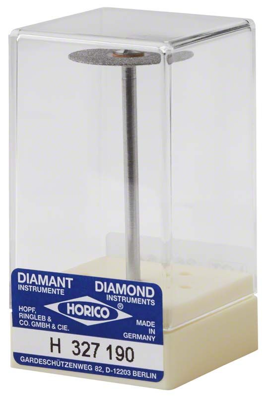 Diamantscheibe H 327 190 in transparenter Verpackung mit blauem Etikett.