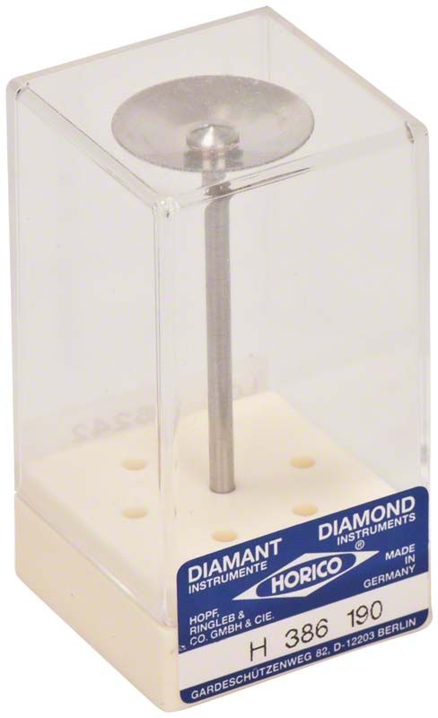 Diamantscheibe CONCAVODISC® H 386 190 in transparenter Verpackung.