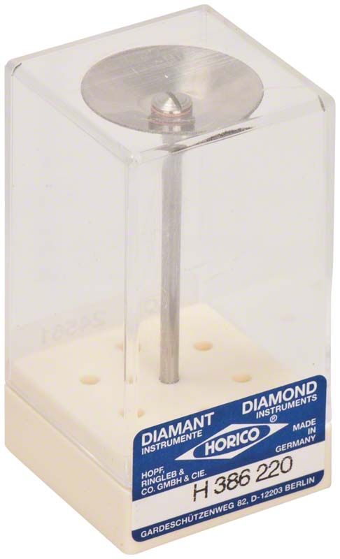 Diamantscheibe CONCAVODISC® H 386 220 in transparenter Kunststoffverpackung.