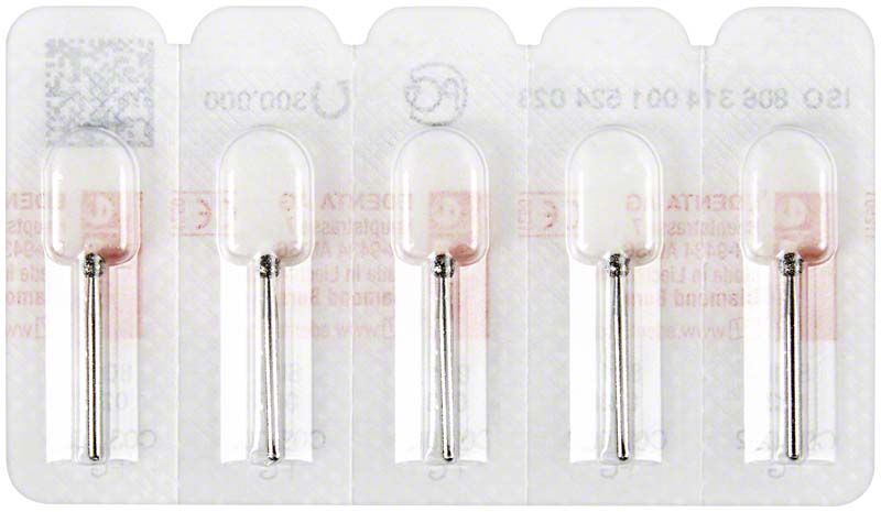 Diamantschleifer FG 801 023 in Blisterverpackung für Zahnärztliche Anwendungen.