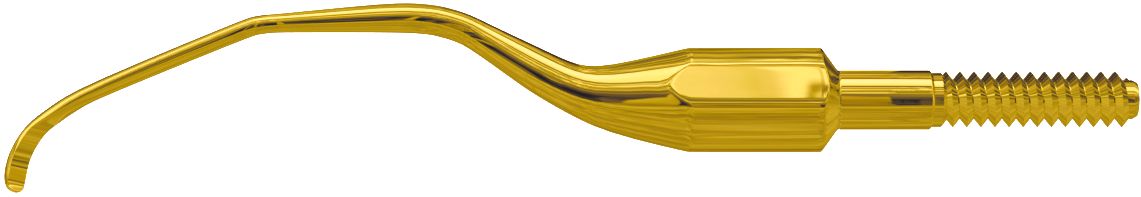 Vergoldete Kürettenspitze für präzise Dentalhygieneinstrumente.