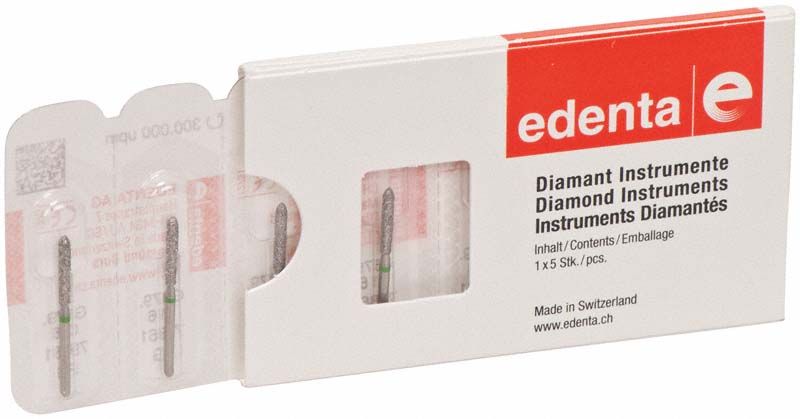 Diamantenschleifer Diamant FG 879G 016 in geöffneter Verpackung.