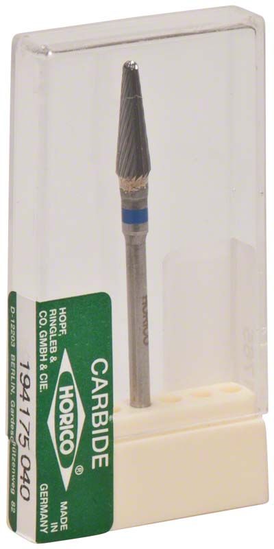 Hartmetallfräser mit Einfachverzahnung in transparenter Verpackung.