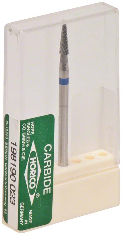 Hartmetallfräser Kreuzverzahnung 198 190 023 in transparenter Verpackung.