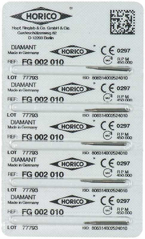 Diamant FG 002 010, verpackt in Blisterfolie mit Herstellerinformationen.