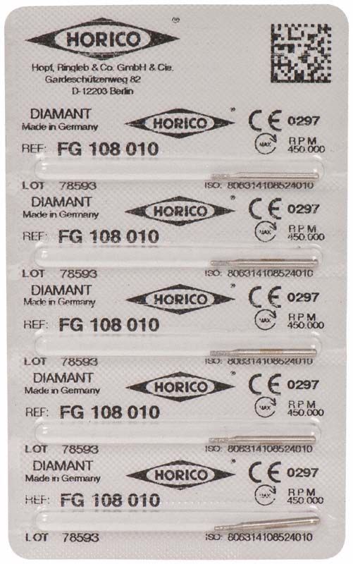 Verpackung von Diamant FG 108 010 mit fünf Einheiten und CE-Kennzeichnung.