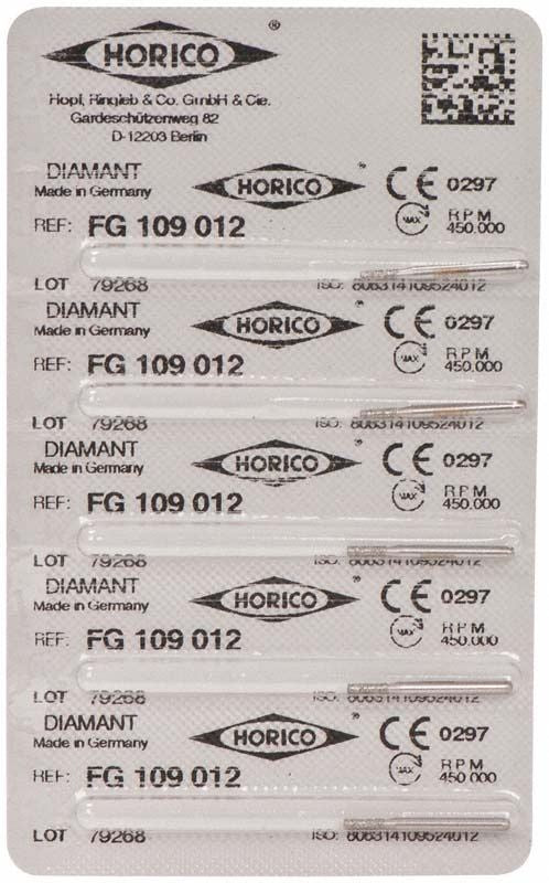 Verpackung von Diamant FG 109 012, steril und einzeln verpackt.