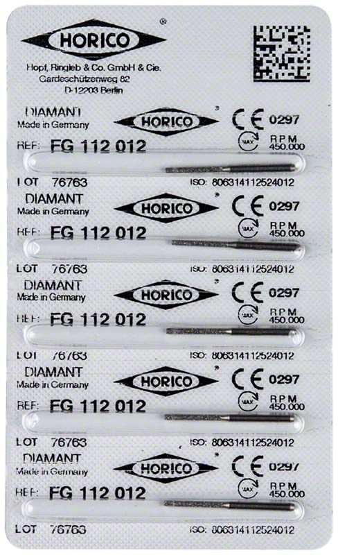 Verpackung von Diamant FG 112 012 mit Horico-Logo und QR-Code.