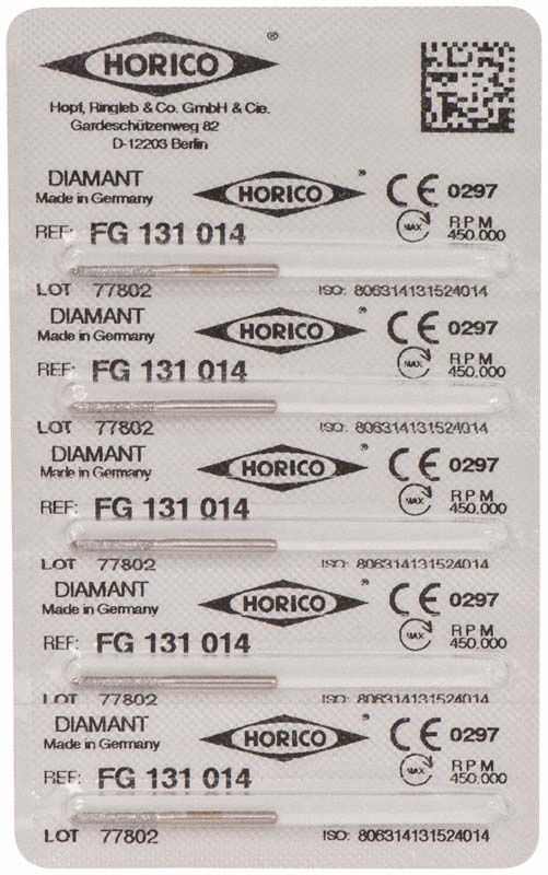 Verpackung von Diamant FG 131 014 Schleifkörpern mit CE-Kennzeichnung.