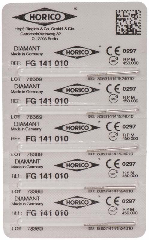 Verpackung von Diamant FG 141 010 für Kronenpräparationen.