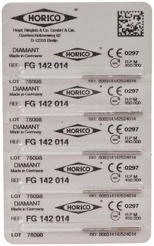 Blisterpackung mit Diamant-Bohrern FG 142 014 von Horico.