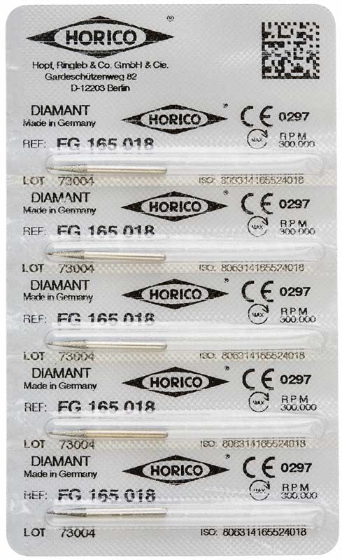 Sterile Diamant FG 165 018 Dentalbohrer in Einzelverpackungen.