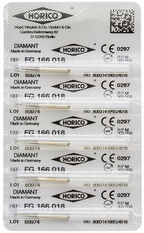 Verpackung von Diamant FG 166 018 mit CE-Zertifizierung und LOT-Nummern.