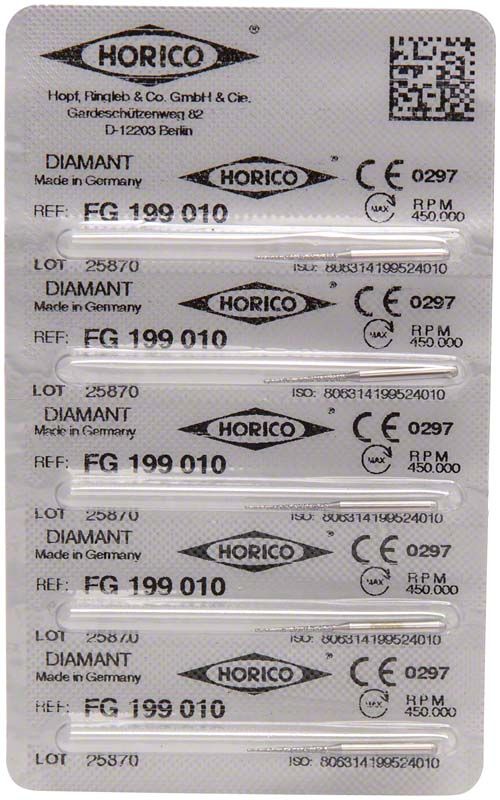 Blisterverpackung von Diamant FG 199 010 dentalen Schleifkörpern.