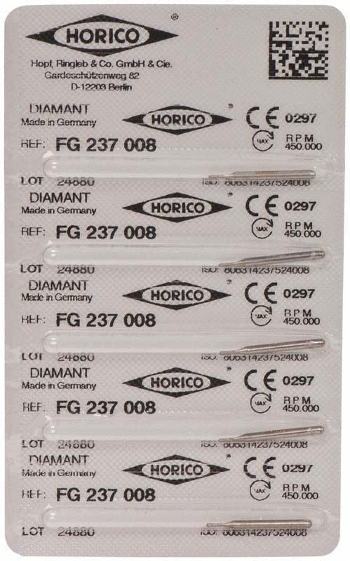 Blisterpackung mit fünf Diamantschleifern FG 237 008 von Horico.