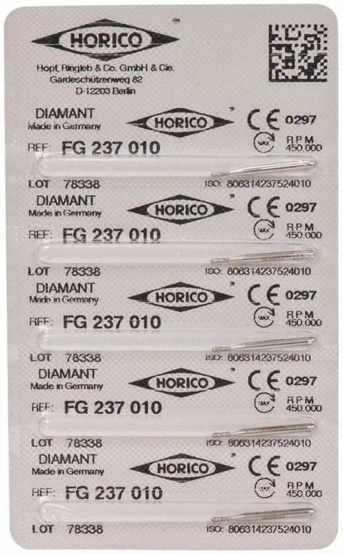 Verpackungsetikett für Diamant FG 237 010, medizinisches Instrument.