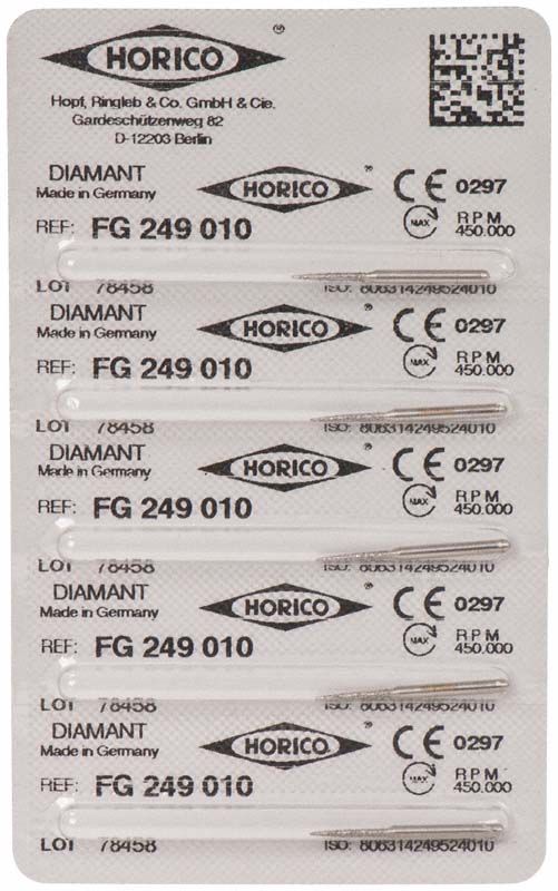 Verpackung von Diamant FG 249 010 mit fünf Schleifkörnern.