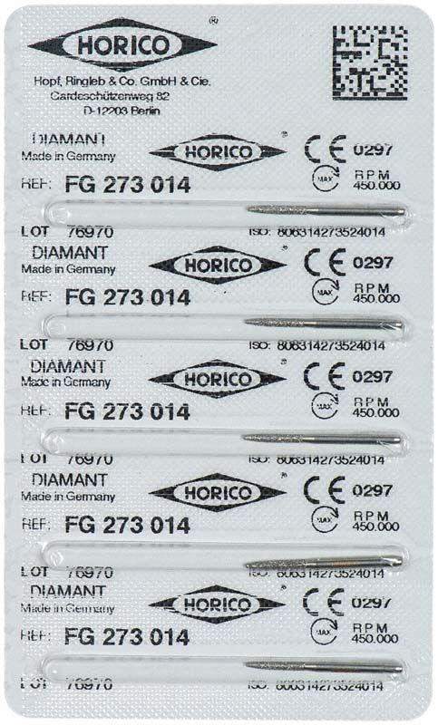 Blisterpackung mit sechs Diamantbohrern FG 273 014 von Horico.