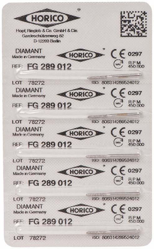 Etikett der Diamant FG 289 012 mit Herstellerinformationen und CE-Zeichen.