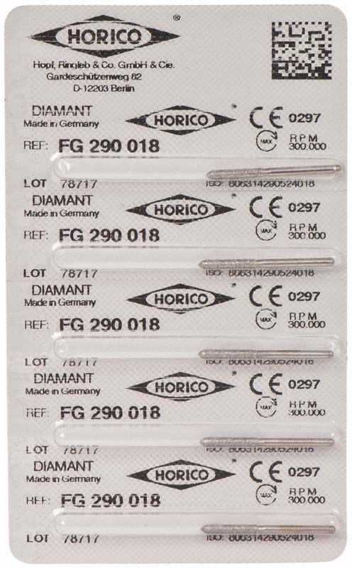 Verpackung von Diamantschleifer FG 290 018 mit 5 Stück.