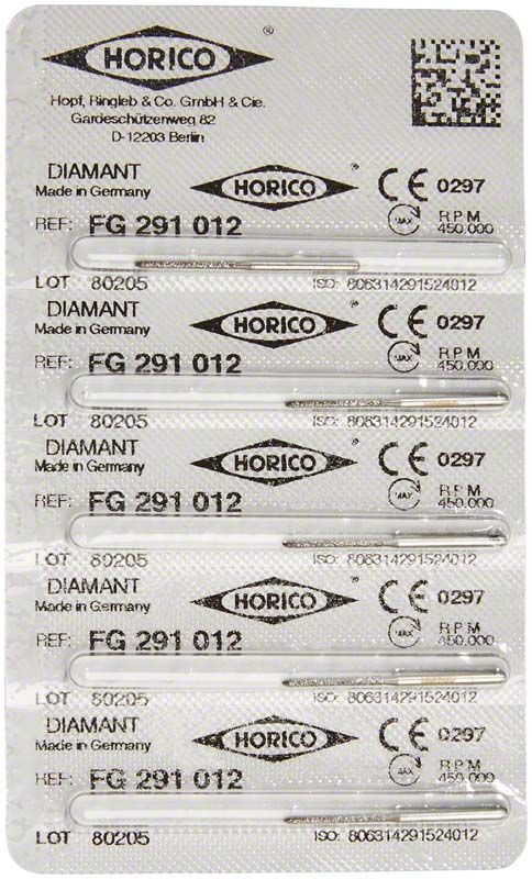 Blisterpackung mit Diamantschleifer FG 291 012 von Horico.