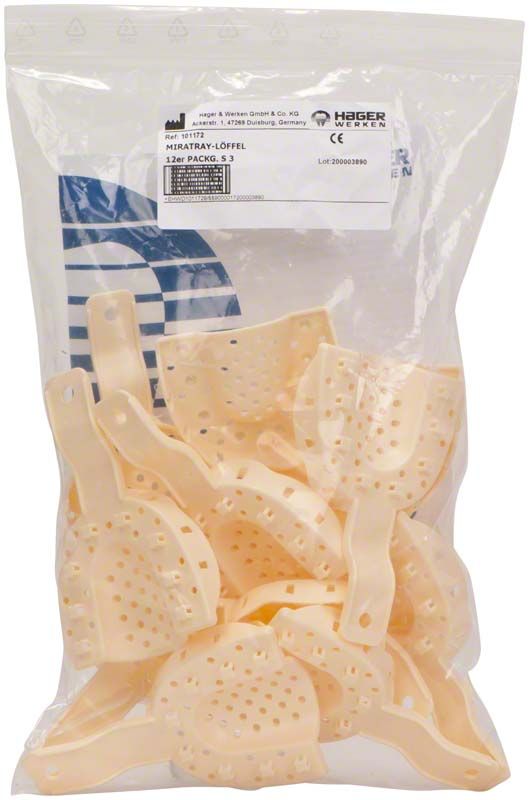 Miratray® 12er OK S3 Abformlöffel in transparenter Verpackung.