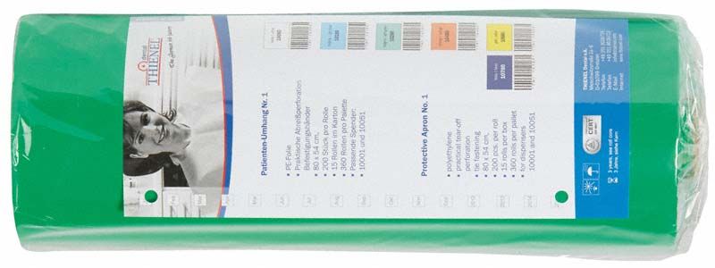 Patienten-Umhang Nr.1 hellgrün in Verpackung mit Etikettendetails.