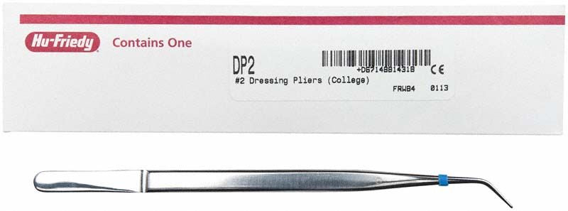 Zahnärztliche College-Pinzette aus Edelstahl mit gerieften Spitzen.