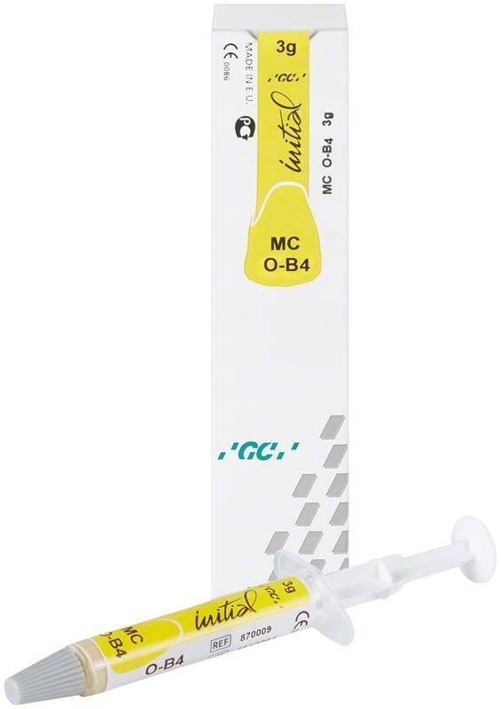 GC Initial MC Paste Opaque OB4 in Spritze und Verpackung.