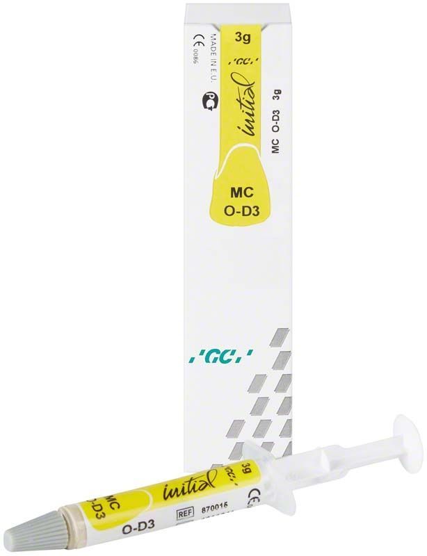 GC Initial MC Paste Opaque OD3 in Spritze mit Verpackung.