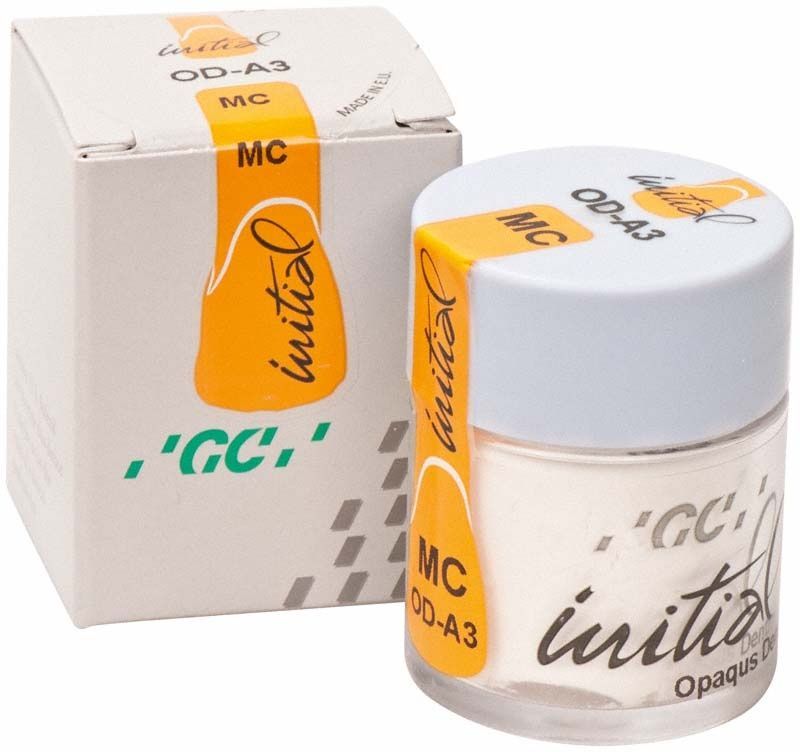 GC Initial MC Opaque Dentin 20g Dose mit Verpackung.