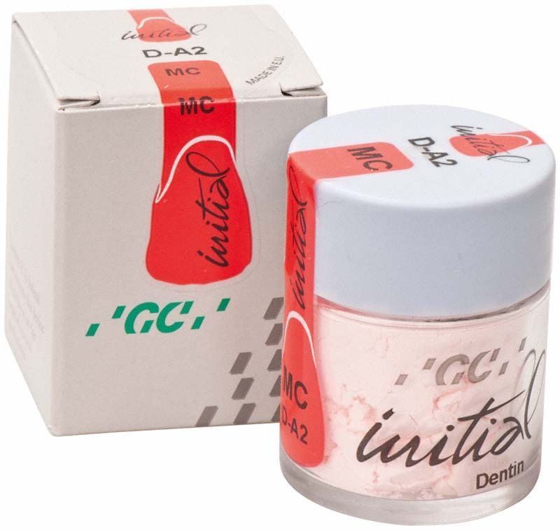 GC Initial MC Dentin DA2 Keramikmasse in 20g Verpackung.