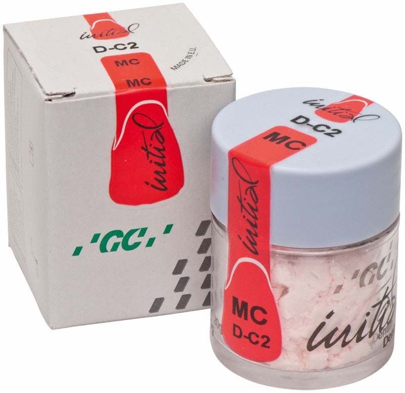 GC Initial MC Dentin 20g DC2 im Glasbehälter mit Verpackung.